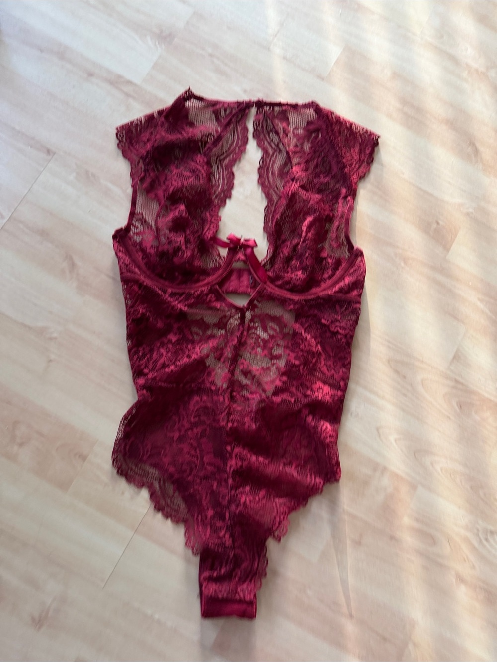 Burgundy Lace Teddy Bodysuit